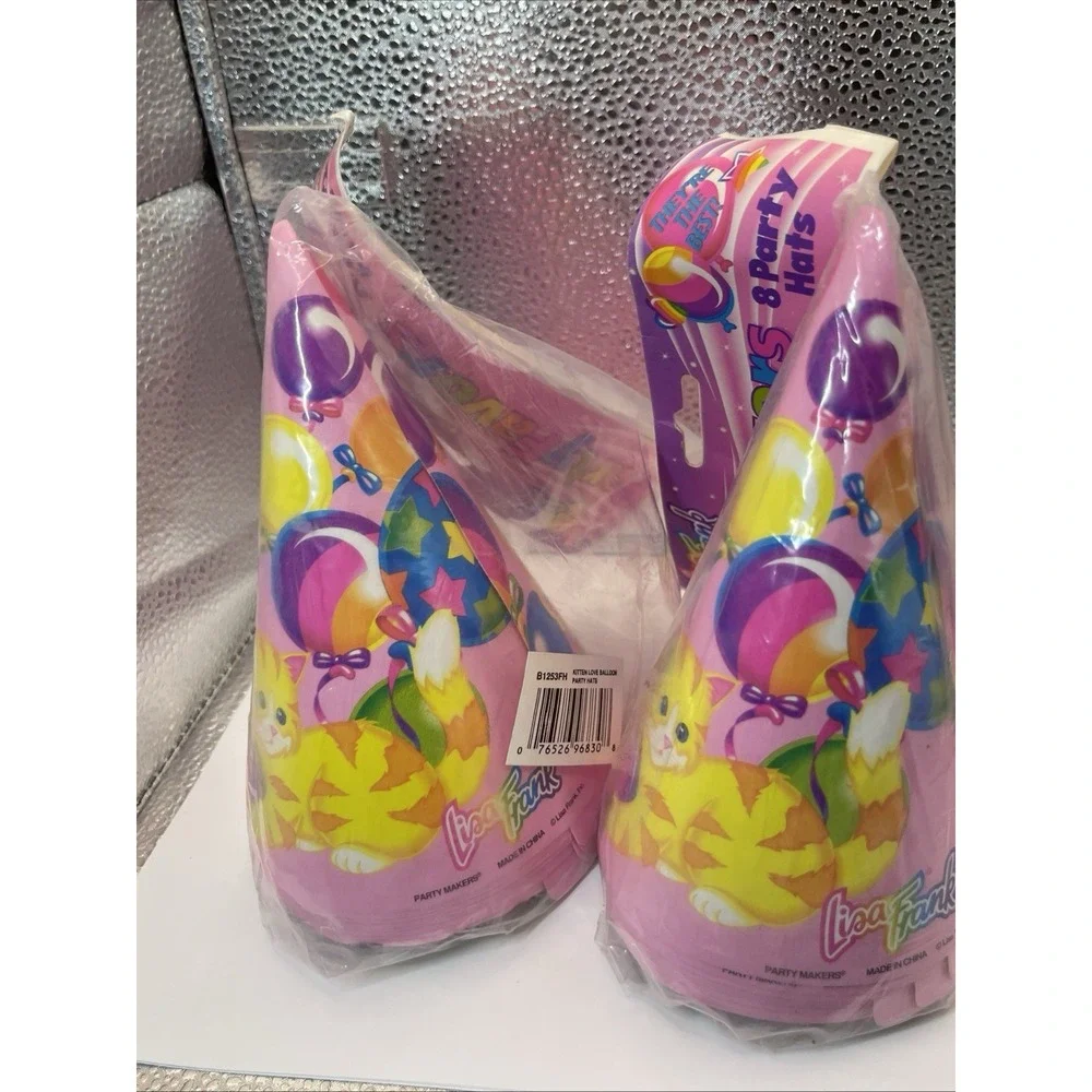 2 Packs Vintage Lisa Frank Kitten Love Balloon Party Hats New 26 In Total